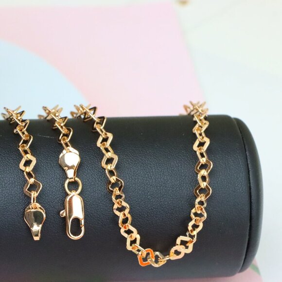 "Chunky Rose Gold Geometric Chain Necklace with Bold Modern Look, XPNL1879 - Picture 4 of 12